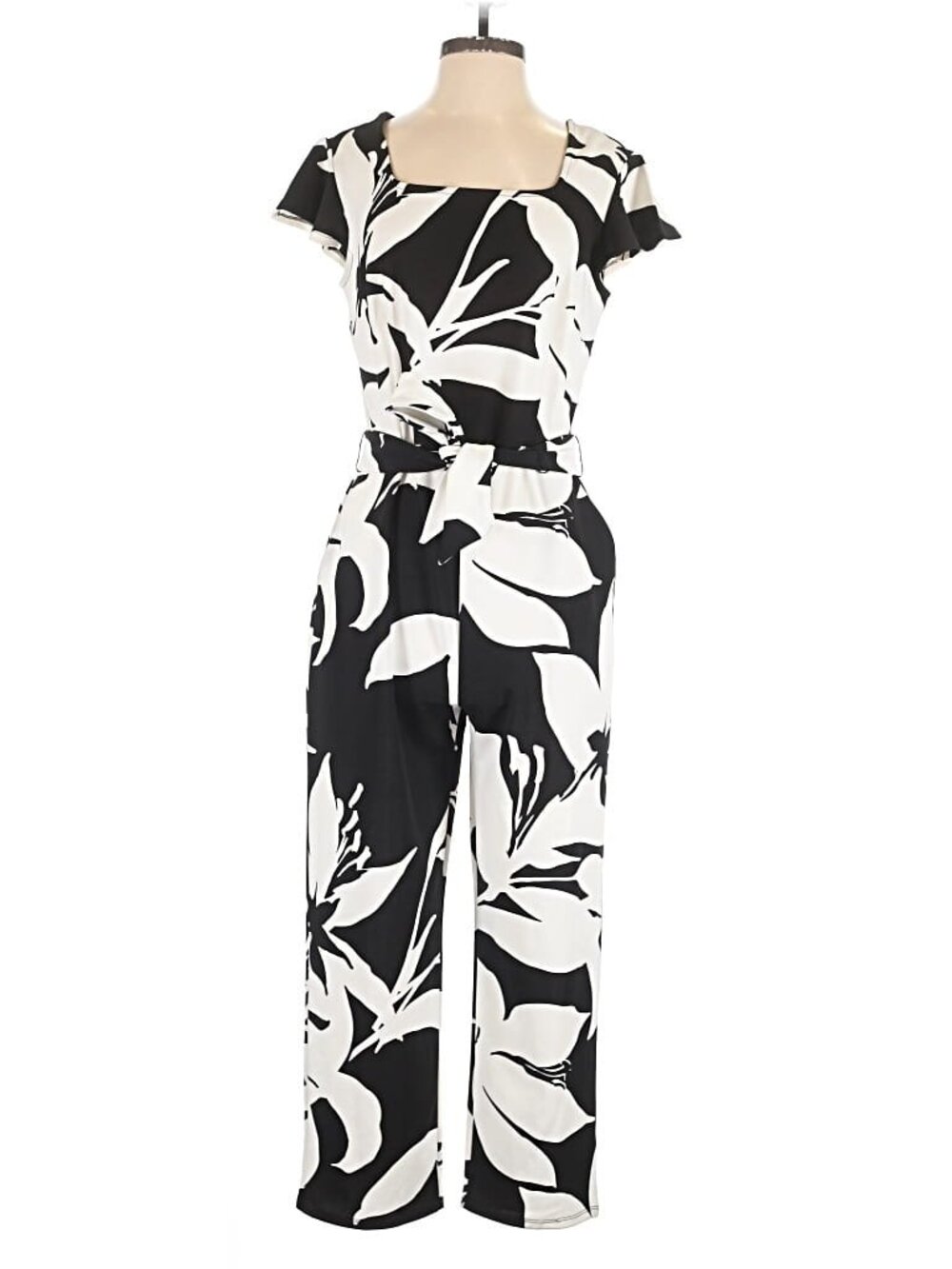 Liz Claiborne black & white floral jumpsuit, size 4